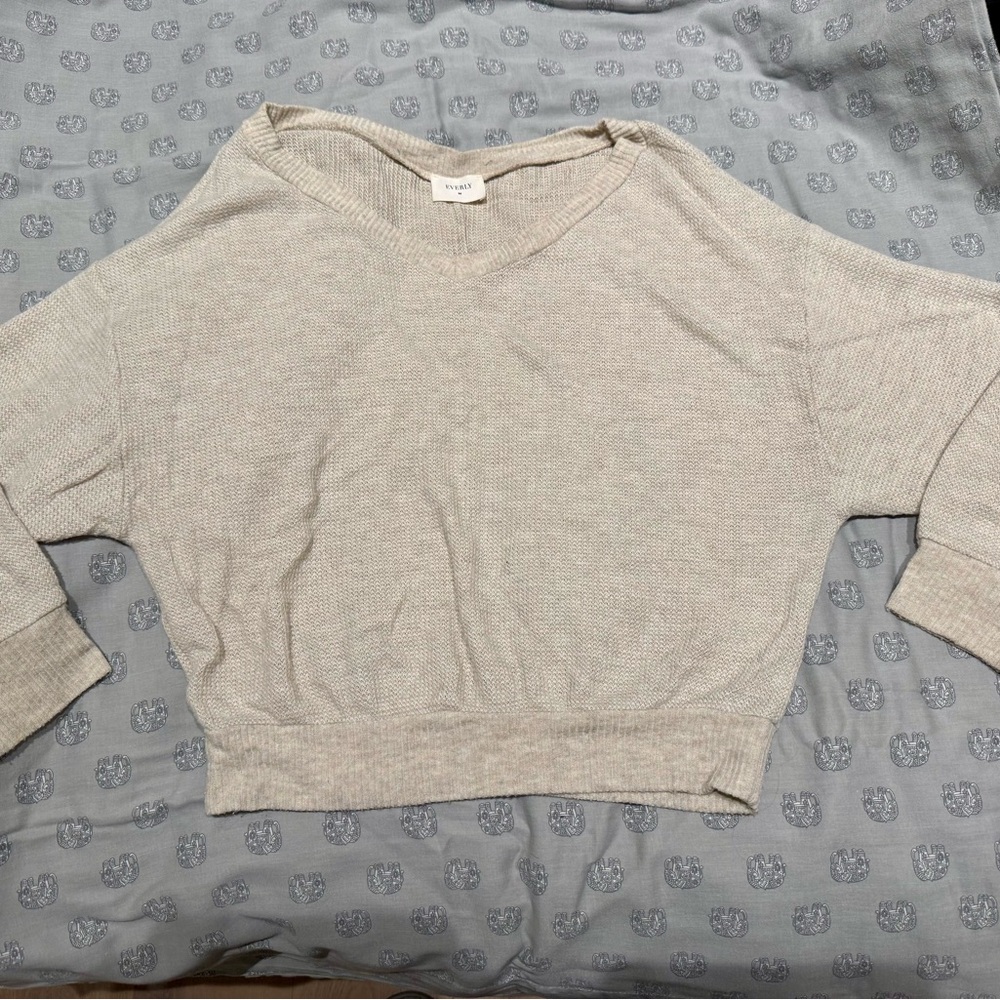 Everly Light Beige V-Neck Sweater